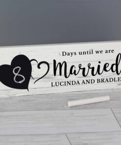 Personalised Rustic Chalk Countdown Wooden Block Sign