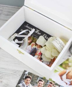 Personalised Rustic Heart White Wooden Keepsake Box