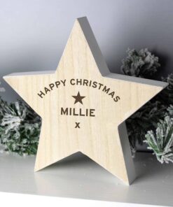 Personalised Rustic Wooden Star Decoration