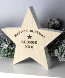 Personalised Rustic Wooden Star Decoration