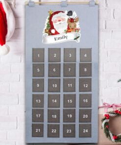 Personalised Santa Advent Calendar In Silver Grey