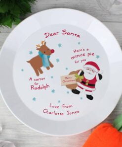 Personalised Santa and Rudolph Christmas Eve Mince Pie Plastic Plate