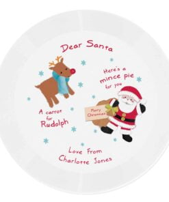 Personalised Santa and Rudolph Christmas Eve Mince Pie Plastic Plate