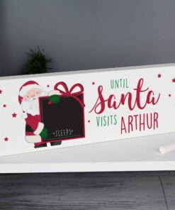 Personalised Santa Christmas Chalk Countdown Wooden Block Sign