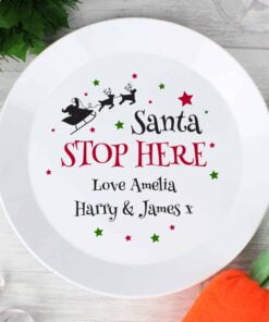 Personalised Santa Stop Here Plastic Plate