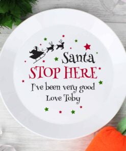 Personalised Santa Stop Here Plastic Plate