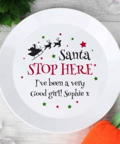Personalised Santa Stop Here Plastic Plate