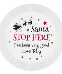 Personalised Santa Stop Here Plastic Plate