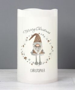 Personalised Scandinavian Christmas Gnome LED Candle