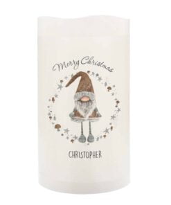 Personalised Scandinavian Christmas Gnome LED Candle