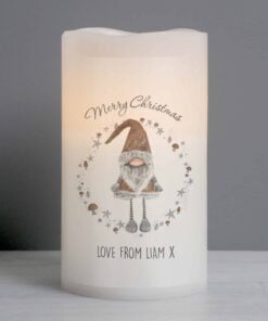 Personalised Scandinavian Christmas Gnome LED Candle