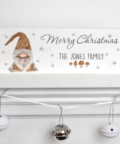 Personalised Scandinavian Christmas Gnome Wooden Block Sign