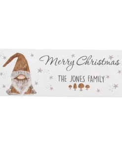 Personalised Scandinavian Christmas Gnome Wooden Block Sign