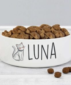 Personalised Scribble Cat 14cm Medium Pet Bowl