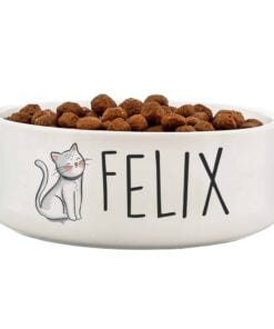 Personalised Scribble Cat 14cm Medium Pet Bowl