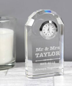Personalised Scroll Design Crystal Clock