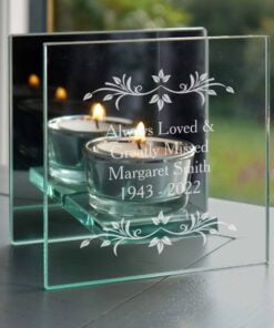 Personalised Sentiments Mirrored Glass Tea Light Candle Holder