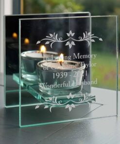 Personalised Sentiments Mirrored Glass Tea Light Candle Holder
