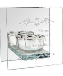 Personalised Sentiments Mirrored Glass Tea Light Candle Holder