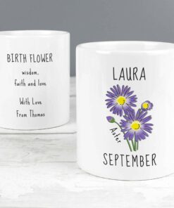 Personalised September Birth Flower – Aster Mug
