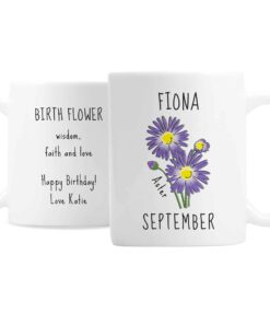 Personalised September Birth Flower – Aster Mug