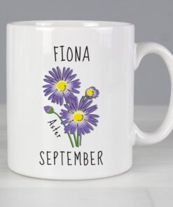 Personalised September Birth Flower – Aster Mug