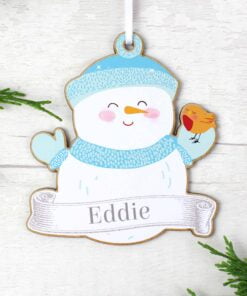 Personalised Set of Four Colourful Christmas Characters Wooden Hanging Decorations
