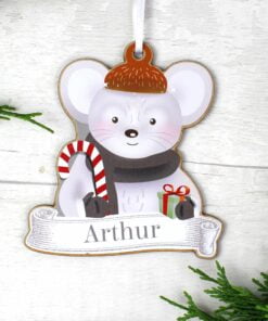 Personalised Set of Four Colourful Christmas Characters Wooden Hanging Decorations
