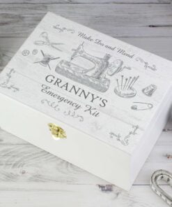 Personalised Sewing Kit White Wooden Keepsake Box