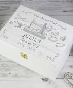 Personalised Sewing Kit White Wooden Keepsake Box