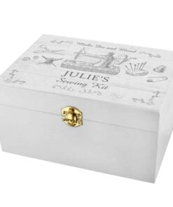 Personalised Sewing Kit White Wooden Keepsake Box