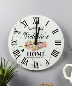 Personalised Shabby Chic Floral Glass Clock