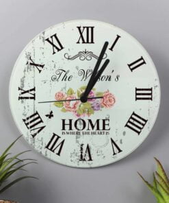 Personalised Shabby Chic Floral Glass Clock