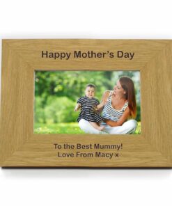 Personalised Short Message 6×4 Landscape Oak Finish Photo Frame