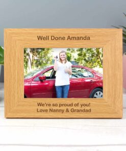 Personalised Short Message 6×4 Landscape Oak Finish Photo Frame