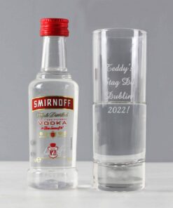 Personalised Shot Glass and Miniature Vodka Set – Text Only