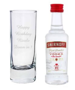 Personalised Shot Glass and Miniature Vodka Set – Text Only