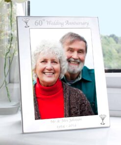 Personalised Silver 5×7 60th Wedding Anniversary Photo Frame