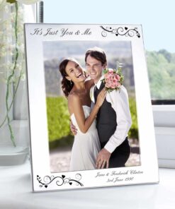 Personalised Silver 5×7 Black Swirl Photo Frame