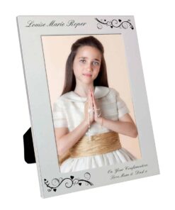 Personalised Silver 5×7 Black Swirl Photo Frame