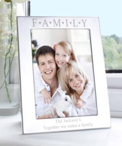 Personalised Silver 5×7 Family & Hearts Photo Frame
