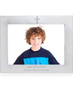 Personalised Silver 7×5 Landscape Cross Photo Frame