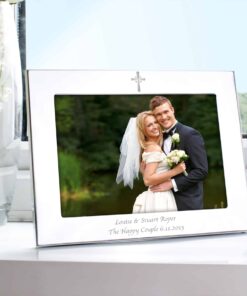 Personalised Silver 7×5 Landscape Cross Photo Frame