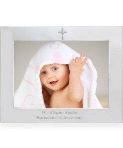 Personalised Silver 7×5 Landscape Cross Photo Frame