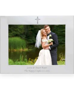 Personalised Silver 7×5 Landscape Cross Photo Frame