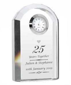 Personalised Silver Anniversary Crystal Clock