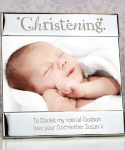 Personalised Silver Christening Square 6×4 Photo Frame