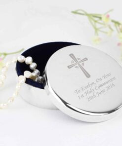 Personalised Silver Cross Trinket Box – Ideal For Rosary Beads