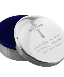 Personalised Silver Cross Trinket Box – Ideal For Rosary Beads
