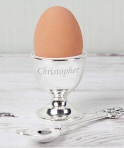 Personalised Silver Egg Cup & Spoon